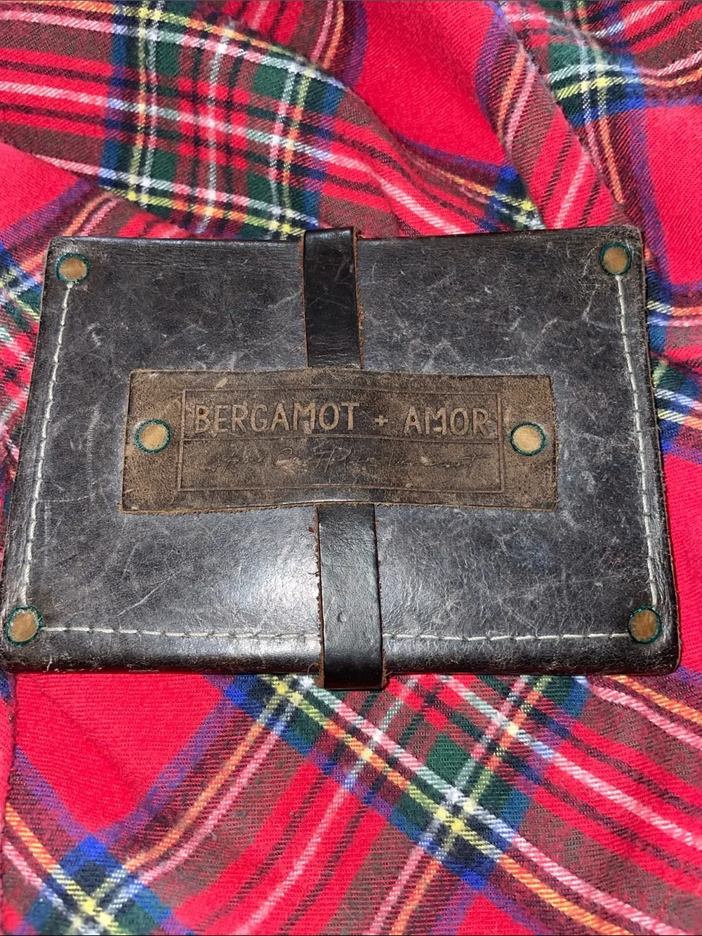 Bergamot + Amor Vintage-Style Blue Leather Wallet